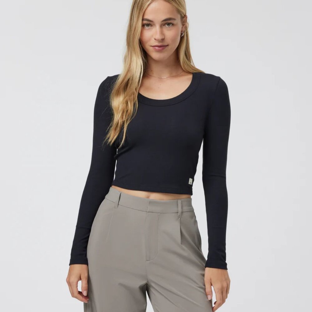 Vuori Women's Long Sleeve Pose Scoop Tee Black Sz L - Picture 1 of 12
